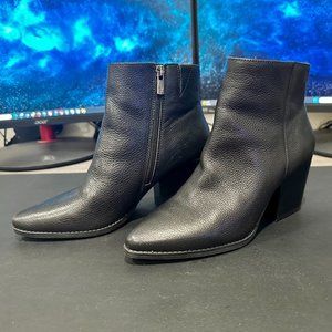 Sun + Stone Eryn Black Block-Heel Ankle Dress Boots Booties